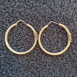 1.8’’ Elegant Vintage Hand Crafted 925 Sterling Silver Large Hoop Earrings